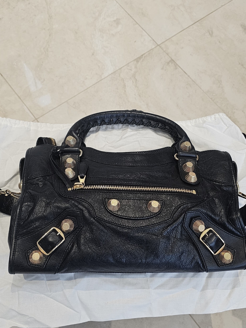 Balenciaga Classic Metallic Edge City Bag Shoulder Bag Black